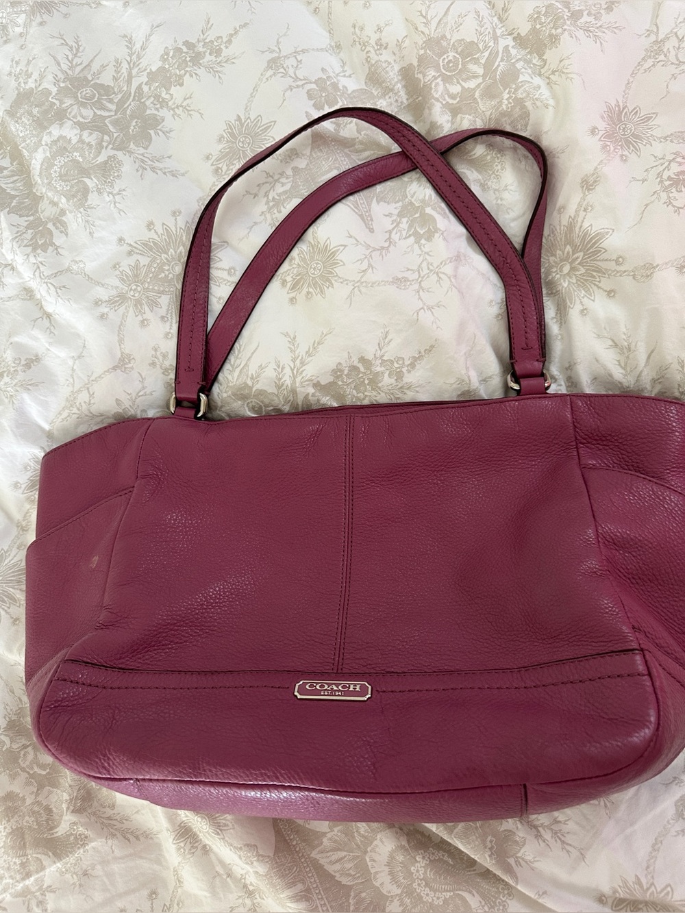 Coach Plum Leather Shoulder Tote